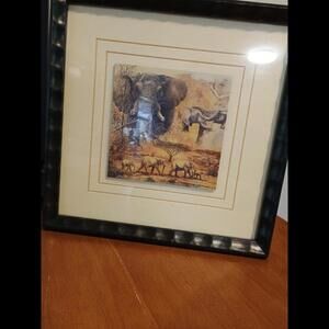 Elephant Safari Framed Print 10 x 12 With Black Frame